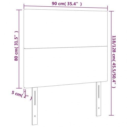 Sengegavl med LED-lys 90 x 5 x 118/128 cm - cremefarvet