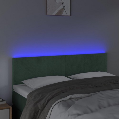 Sengegavl med LED-lys 144 x 5 x 78/88 cm - mørkegrøn