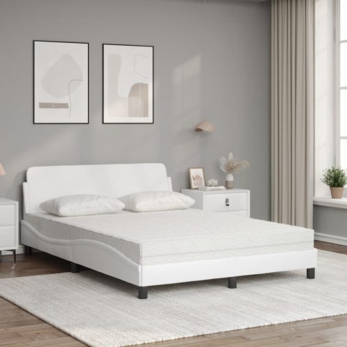 Seng med madras Dover 120x200 cm kunstlæder hvid