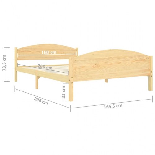 Sengestel 160x200 cm massivt fyrretræ