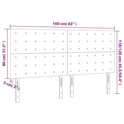 Sengegavl i sort stof 160 x 5 x 118/128 cm