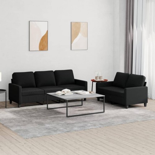Sofasæt i stof - 2- og 3-personers med hynder, sort