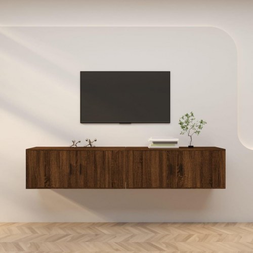 Væghængte tv-skabe 2 stk. 100x34,5x40 cm brun egetræsfarve