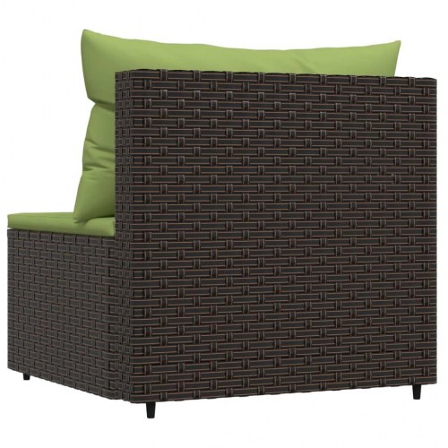 Midtermodul til havesofa i polyrattan - brun med grøn hynde
