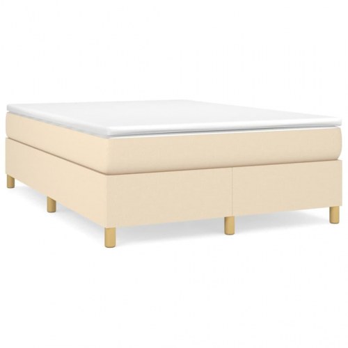 Boxspring sengeramme 140×190 cm i stof - cremefarvet