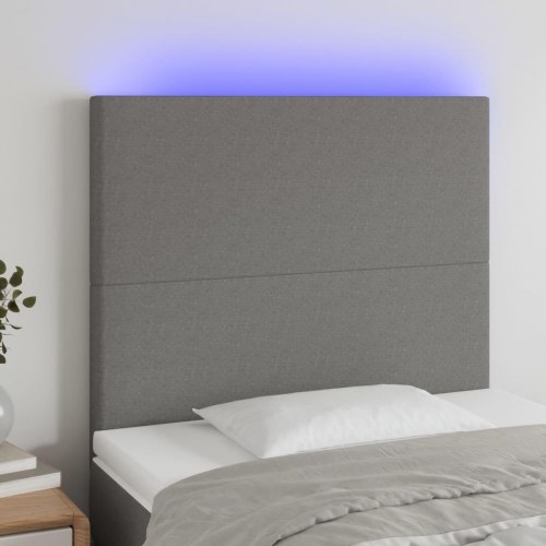 Sengegavl med LED-lys 100 x 5 x 118/128 cm - mørkegrå