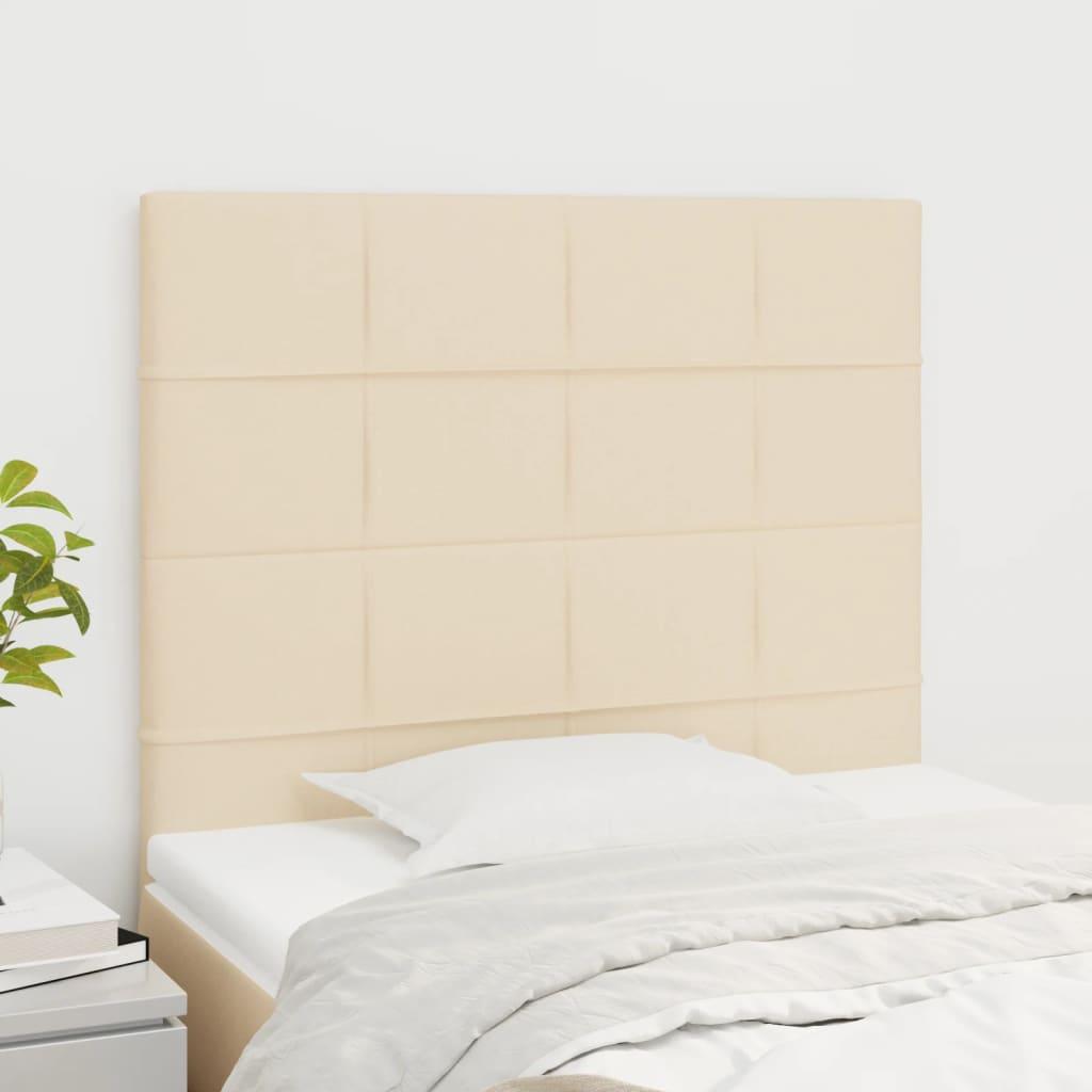 Sengegavle 80X5X78/88 Cm Stof Farvet Creme - Høj / 80 cm