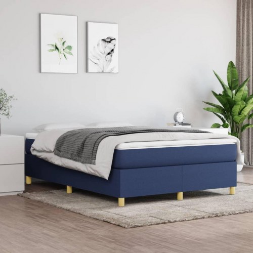 Boxspring sengeramme 140x190 cm - stof, blå