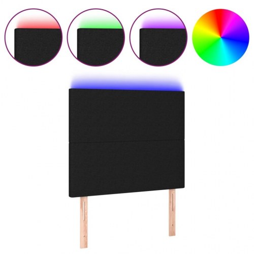 Sengegavl med LED-lys 100 x 5 x 118/128 cm - sort