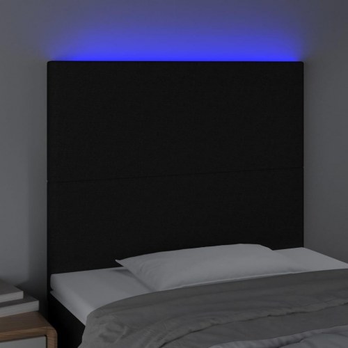 Sengegavl med LED-lys 100 x 5 x 118/128 cm - sort