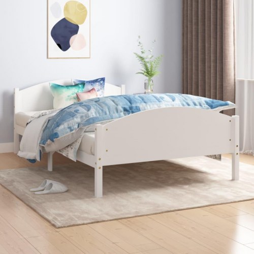 Sengestel 140x200 cm massivt fyrretræ hvid