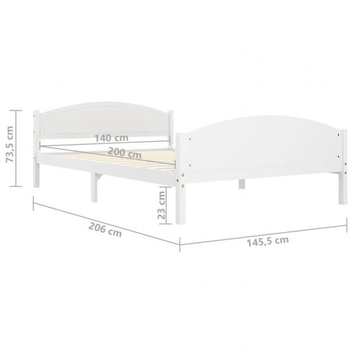 Sengestel 140x200 cm massivt fyrretræ hvid