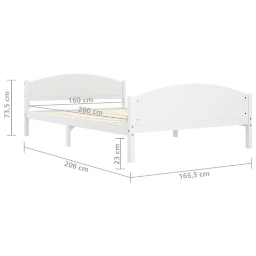 Sengestel 160x200 cm massivt fyrretræ hvid