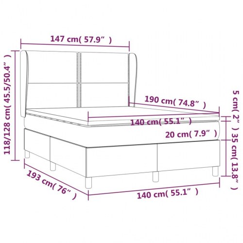 Kontinentalseng med madras 140x190 cm - stof, cremefarvet