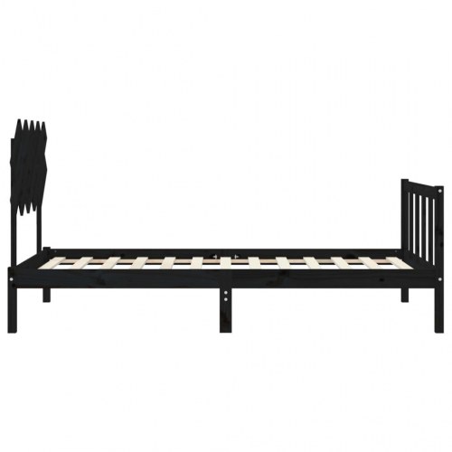 Sengeramme med sengegavl 100x200 cm massivt træ sort