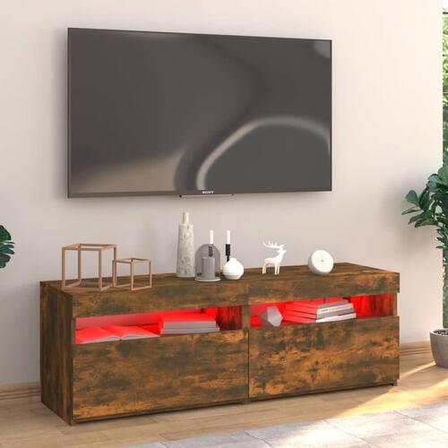 Tv-bord med LED-lys 120x35x40 cm røget eg