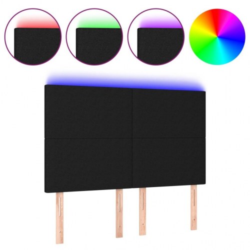 Sengegavl med LED-lys 144 x 5 x 118/128 cm - sort