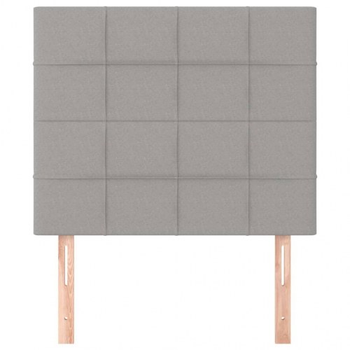Sengegavl i lysegråt stof 90 x 5 x 118/128 cm