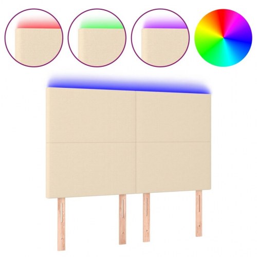 Sengegavl med LED-lys 144 x 5 x 118/128 cm - cremefarvet
