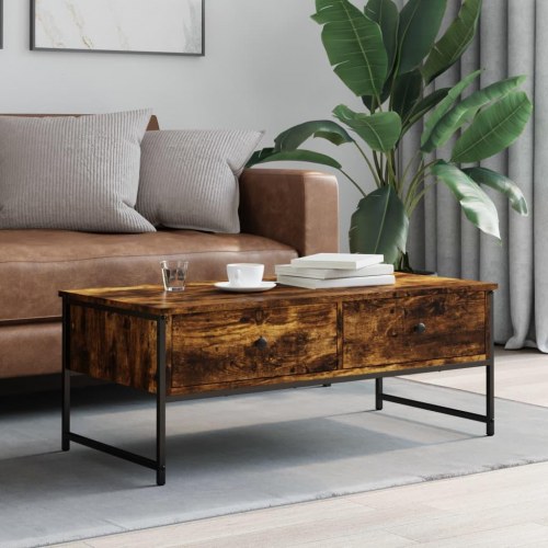Sofabord i konstrueret træ - 101×49×39,5 cm, røget egetræsfarve