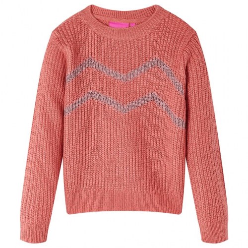 Børnesweater strikket lyserød str. 140