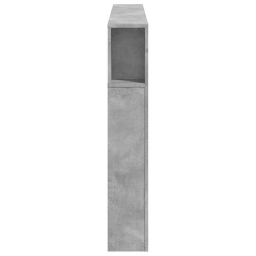 Sengegavl m. LED-lys 160x18,5x103,5 cm konstrueret træ betongrå