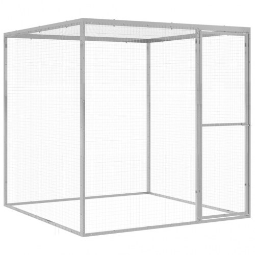 Kattebur 1,5 × 1,5 × 1,5 m - galvaniseret stål, sølvfarvet