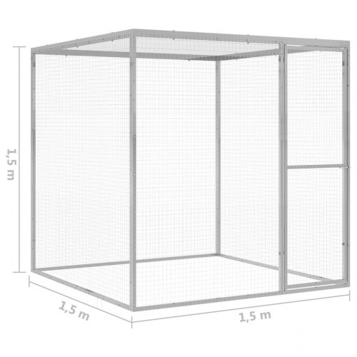Kattebur 1,5 × 1,5 × 1,5 m - galvaniseret stål, sølvfarvet