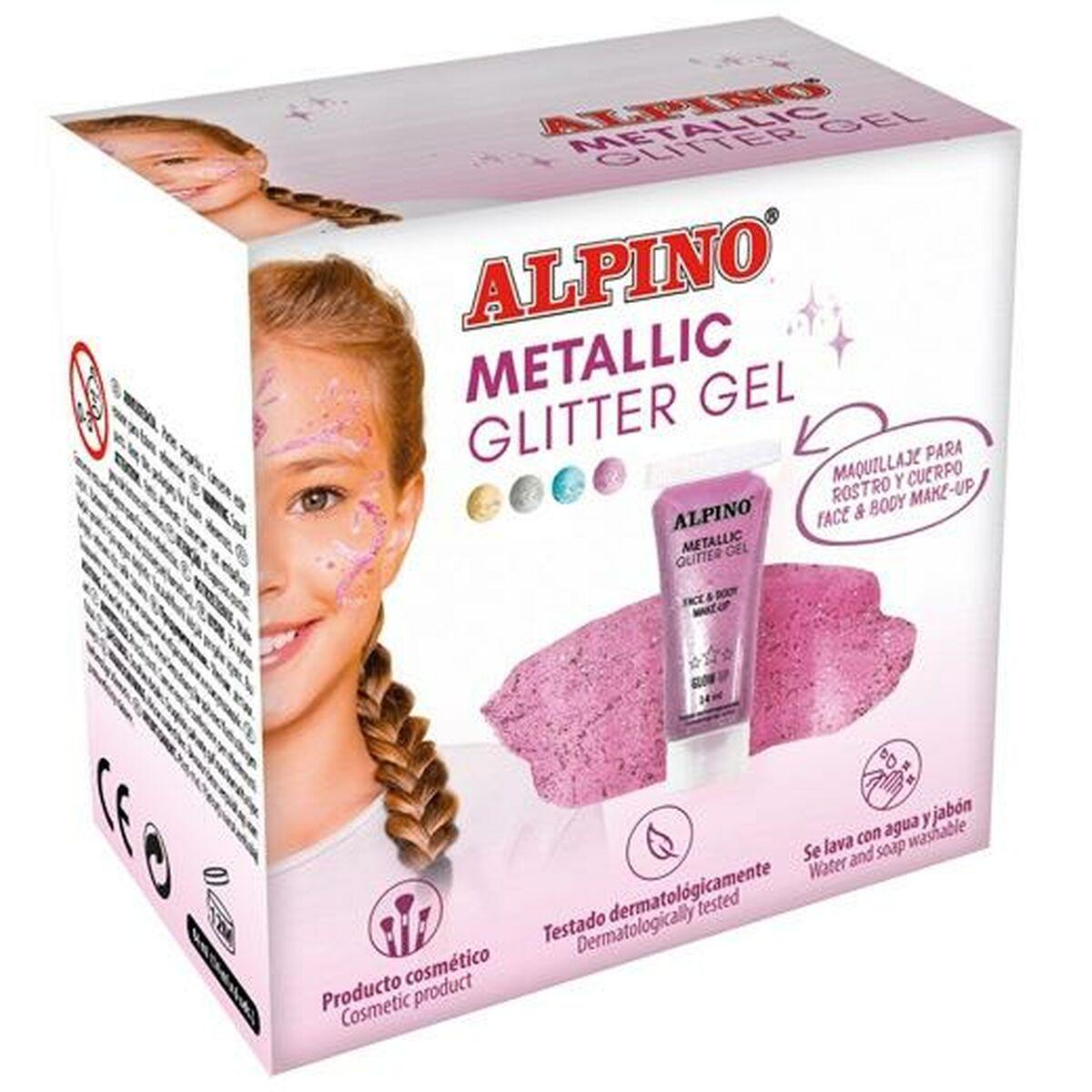 Alpino Metallic Glitter Gel - Pink ansigts- og kropsmakeup (6 dele)
