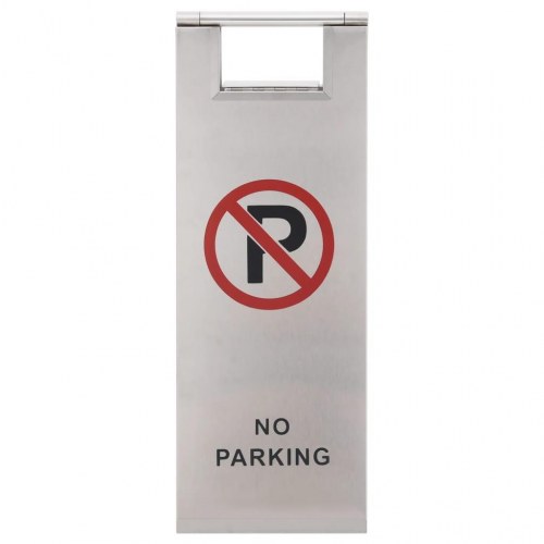Foldbart parkeringsskilt i rustfrit stål - No Parking, sølvfarvet