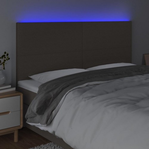 Sengegavl med LED-lys 160 x 5 x 118/128 cm - gråbrun