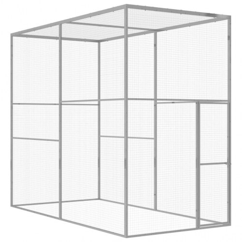 Udendørs kattebur i galvaniseret stål - 300×150×250 cm, sølvfarvet
