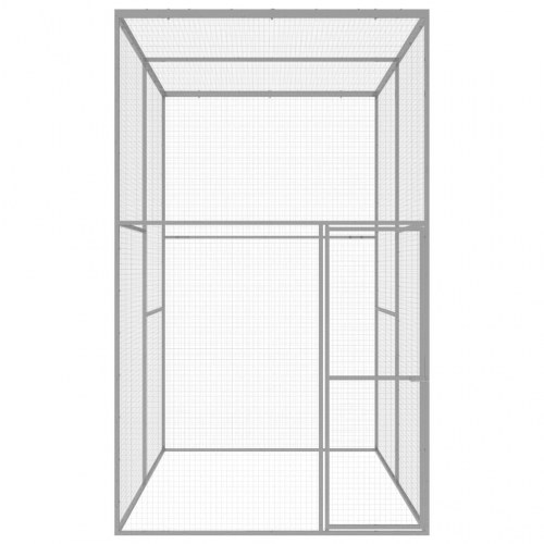 Udendørs kattebur i galvaniseret stål - 300×150×250 cm, sølvfarvet