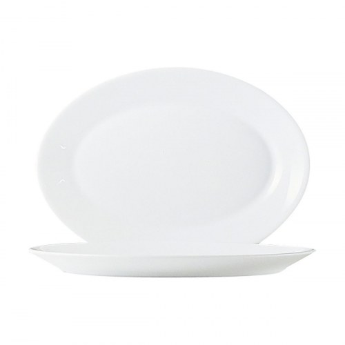 Arcoroc serveringsbakke i hvidt glas, Ø 29 cm (6 stk.)