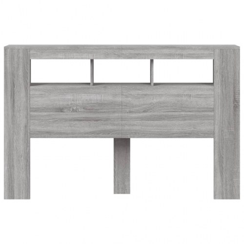 Sengegavl med LED-lys og hylder 160 × 18,5 × 103,5 cm - grå sonoma