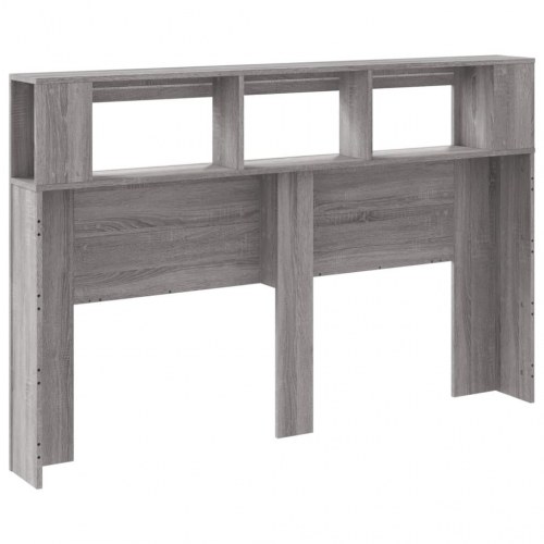 Sengegavl med LED-lys og hylder 160 × 18,5 × 103,5 cm - grå sonoma