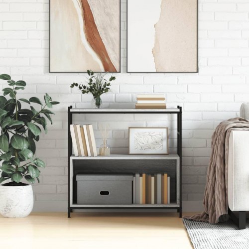 Skrivebord 80x30x78,5 cm konstrueret træ og jern grå sonoma-eg