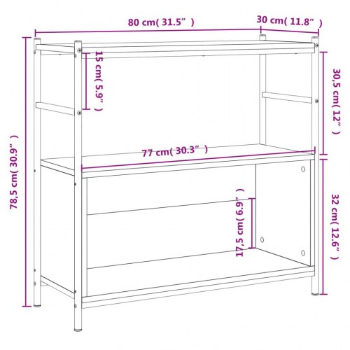 Skrivebord 80x30x78,5 cm konstrueret træ og jern grå sonoma-eg