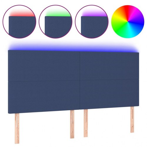 Sengegavl med LED-lys 160 x 5 x 118/128 cm - blå