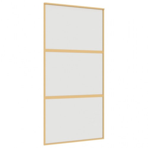 Skydedør 102,5×205 cm - matteret sikkerhedsglas, aluminium i gylden finish