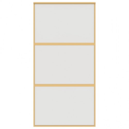 Skydedør 102,5×205 cm - matteret sikkerhedsglas, aluminium i gylden finish
