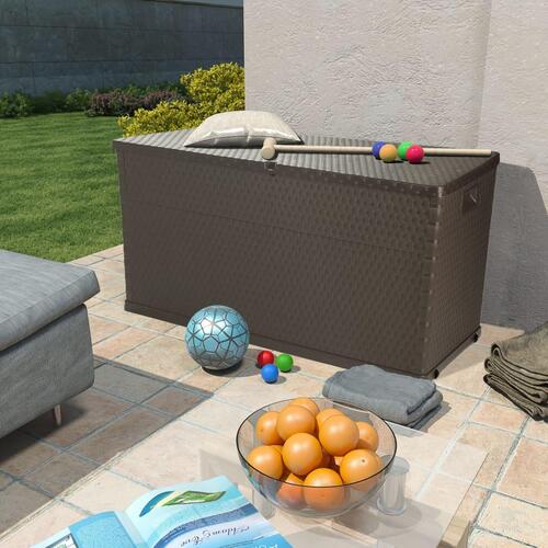 Udendørs opbevaringkasse 120x56x63 cm polyrattan brun