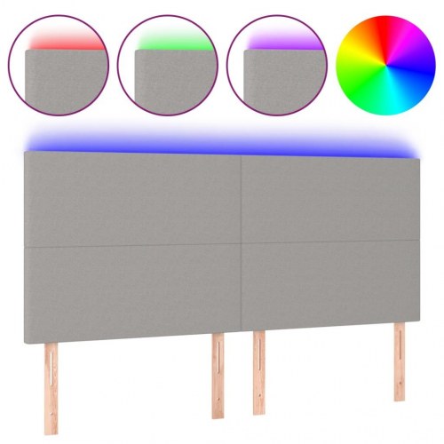 Sengegavl med LED-lys 180 x 5 x 118/128 cm - lysegrå