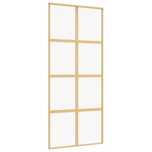 Skydedør 90x205 cm klart sikkerhedsglas og aluminium guldfarvet