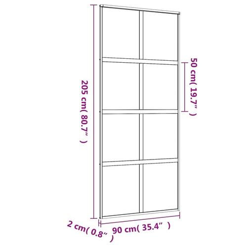 Skydedør 90x205 cm klart sikkerhedsglas og aluminium guldfarvet