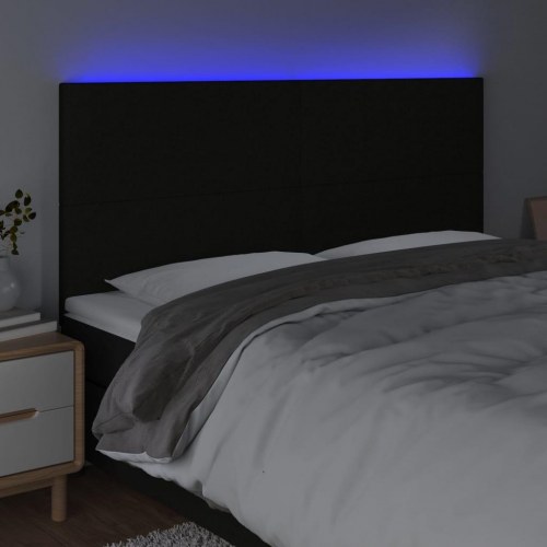 Sengegavl med LED-lys 180x5x118/128 cm stof sort