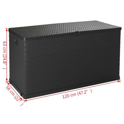 Udendørs opbevaringkasse 120x56x63 cm polyrattan antracitgrå