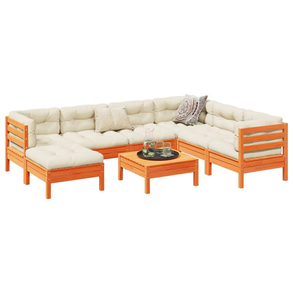 Sofasæt Til Haven 8 Dele Med Hynder Massivt Douglasgran - Gyldenbrun