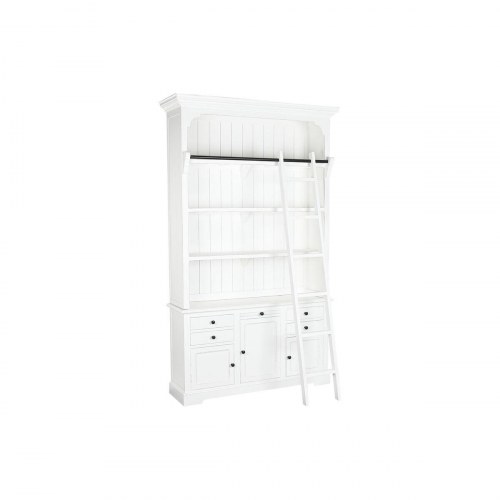 Reolsystem med stige - hvid træ/MDF, 137 × 38 × 234 cm