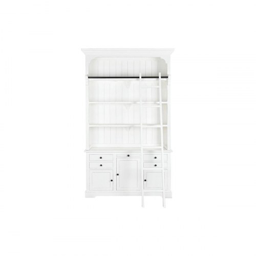 Reolsystem med stige - hvid træ/MDF, 137 × 38 × 234 cm
